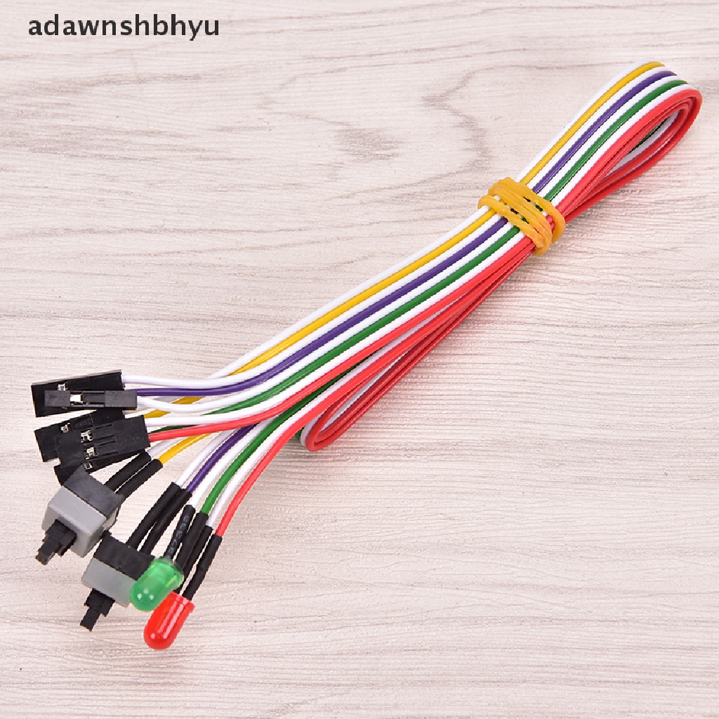 Adawnshbhyu ATX PC Compute Motherboard Kabel Listrik 2switch On/Off/Reset w/Lampu LED 68cm