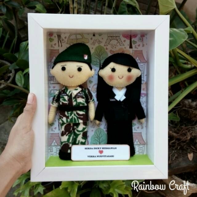 Boneka couple flanel TNI-pegawai bank