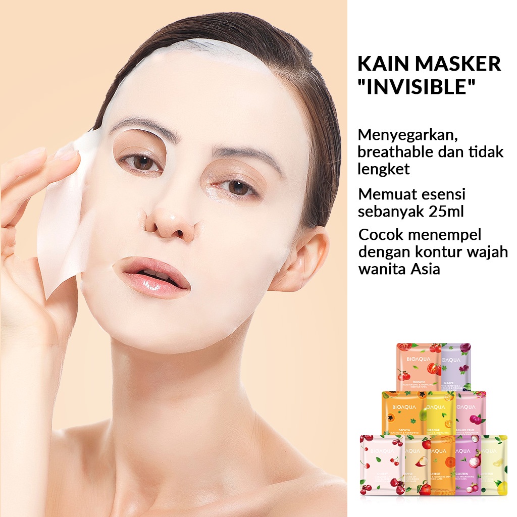 ★ BB ★ BIOAQUA Masker Sheet Mask Vegetables and Fruits Series | Natural Plant Essence Face Mask Masker Naturgo Jerawat/Hydrating/Brightening Masker Wajah BPOM | BIO AQUA