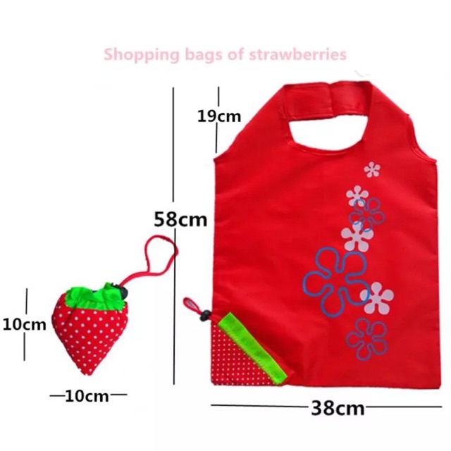 Tas Belanja Lipat Besar Strawberry Shopping Bag Organizer