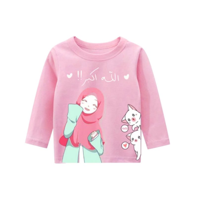 kaos lengan panjang anak perempuan/kaos muslim anak anak/atasan muslim anak perempuan