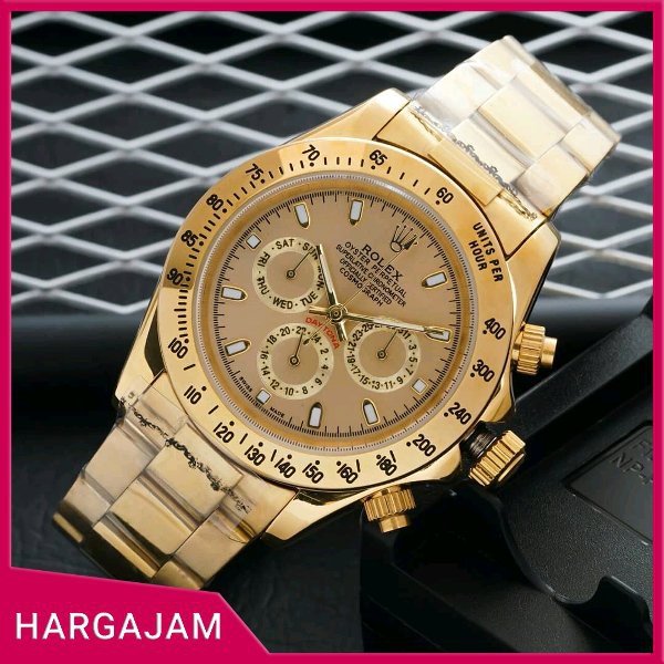 BARU Jam Pria Automatic Rolex Oyster Perpetual Super Chrono Rantai Gold (hargajam harga jam matic