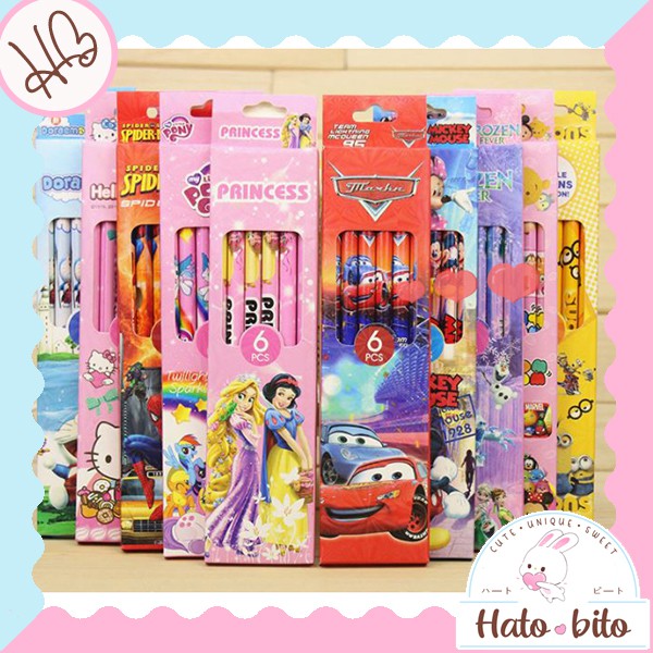 

Pensil hb set 6 in 1 anak sekolah karakter lucu cute doraemon hellokitty frozen HB629