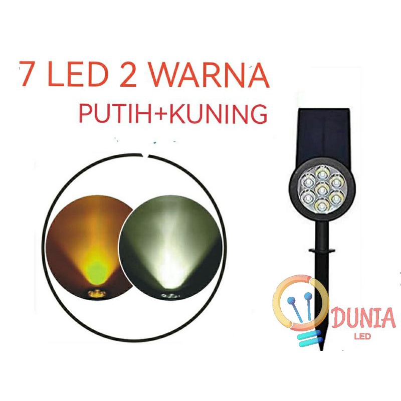 Lampu Taman Solar Tancap LC14c 7 LED Sorot Tenaga Matahari