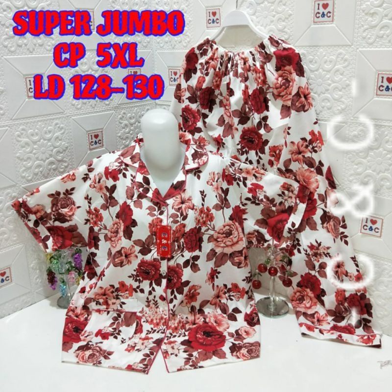 CNC - BAJU TIDUR WANITA PIYAMA CP SUPER JUMBO 5XL/LD 130/MICRO-Christine fanta