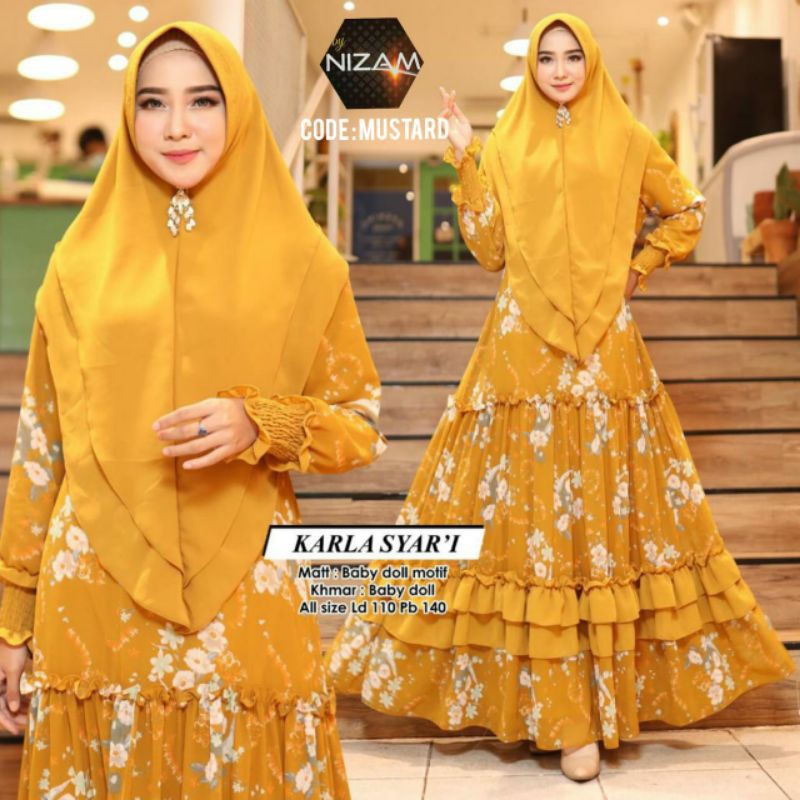 {} Dress Hijab Motif Bunga KARLA SYARI