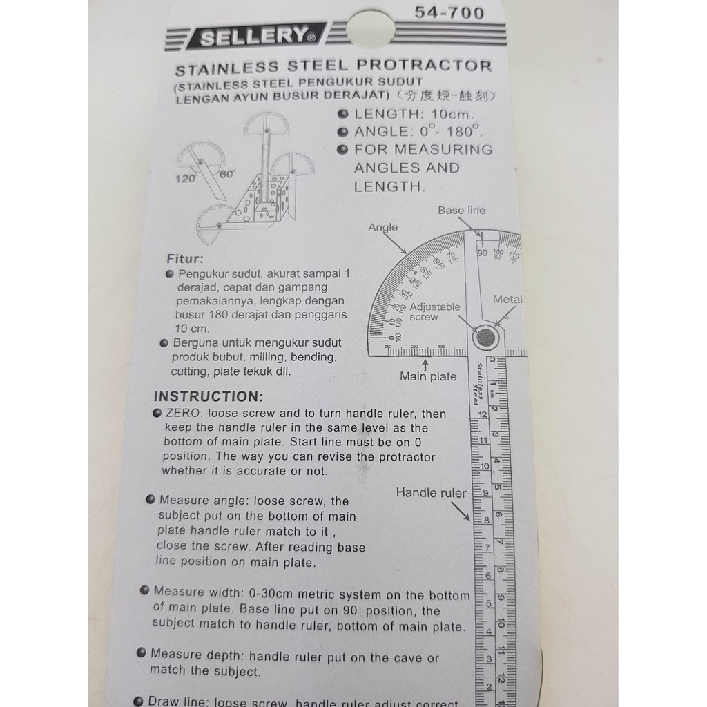 Busur Derajat - Stainless Steel Protactor Sellery 54-700