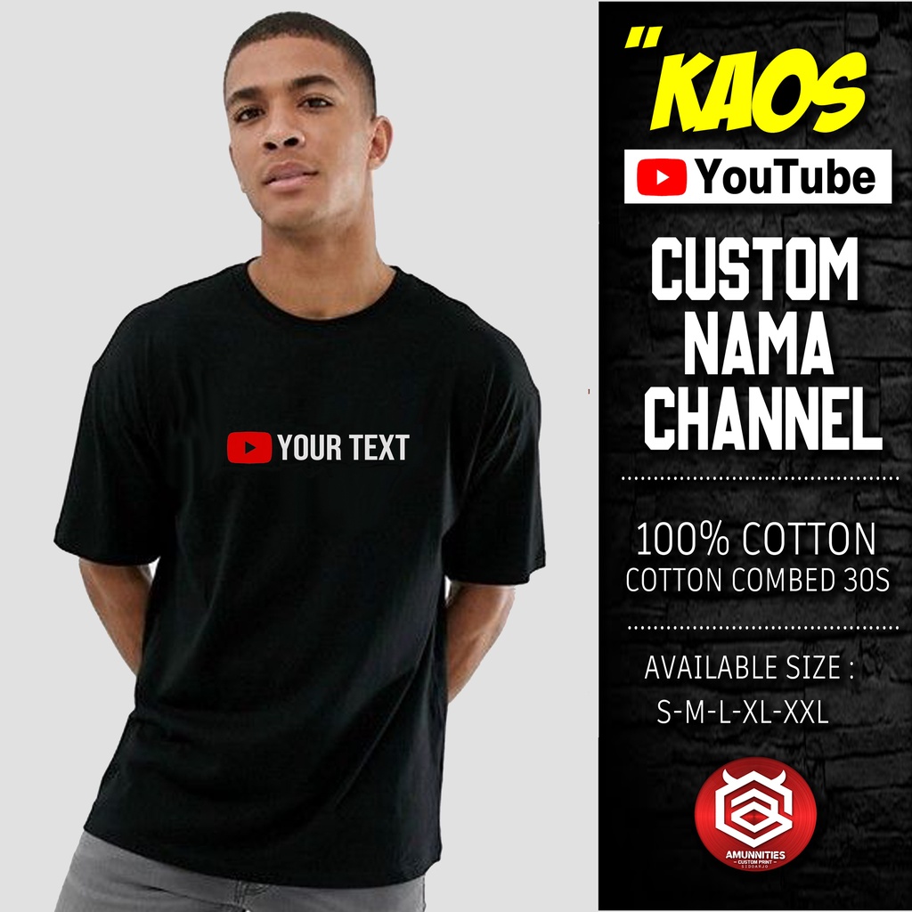 Kaos youtube custom nama channel / kaos youtube pria wanita / kaos youtube murah / kaos atasan lenga