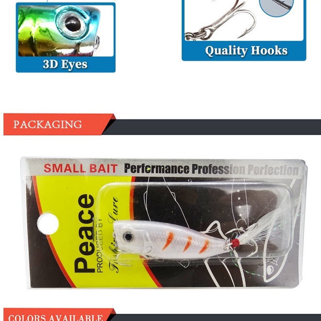 Shengyao 1pc Umpan Pancing Ikan Bass Wobbler Mini 4.5cm 3.5g Fishing Lure Popper Minnow Sinking Bait