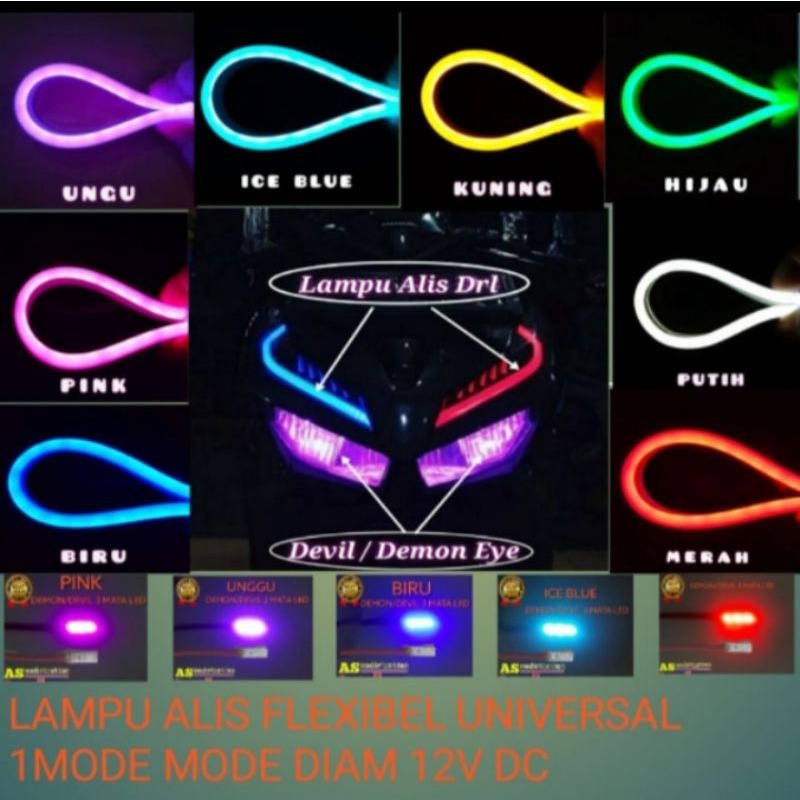 Lampu LED alis 30 cm variasi motor Beat-Mio-NMAX-AEROX-LEXI-SCOOPY-XEON-NEX-spin