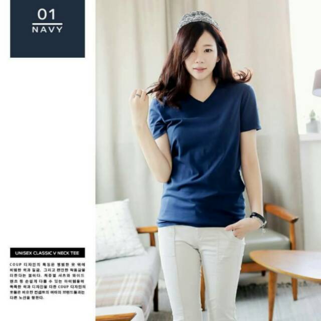 KAOS POLOS KOREA NAVY / BIRU NAVY