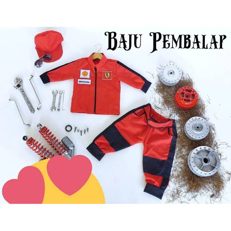 kostum pembalap, baju pembalap, kostum profesi anak, baju profesi