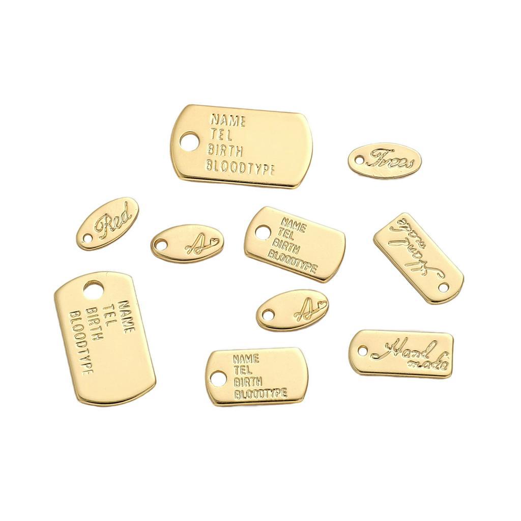 Single Hole Solid Grafir Huruf Persegi Panjang Oval Label Tag Gantung Untuk Aksesoris Kalung Handmade