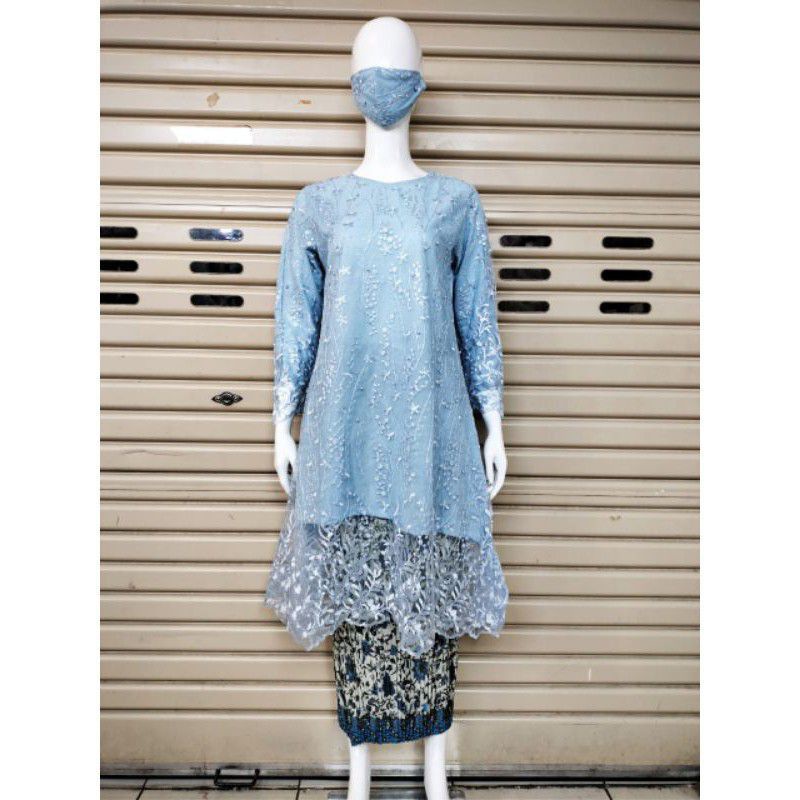 NEW KEBAYA TUNIK TILLE JUMBO 130/KEBAYA MODERN LD 130/KEBAYA PESTA/KEBAYA KEKINIAN-Baby blue