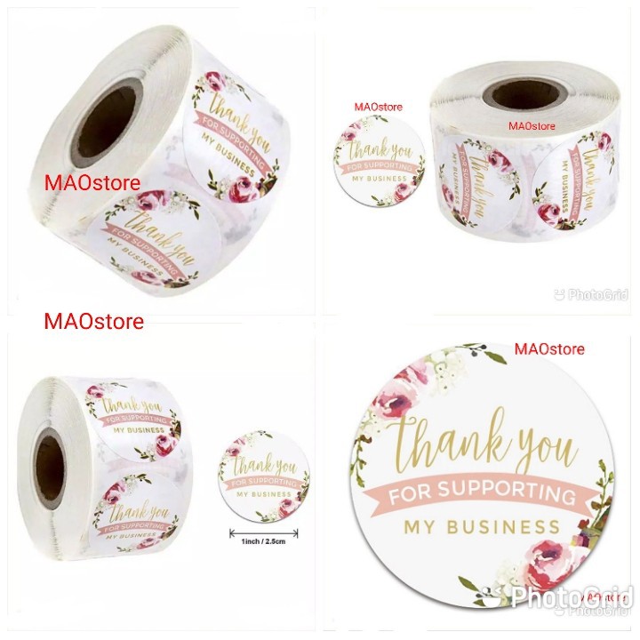 

MAOSTORE STIKER THANK YOU WHITE FLOWER STIKER BUNGA PINK SOFT SRW15