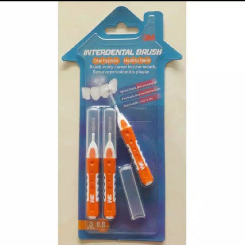 3M Interdental Brush Warna Orange 0.8mm Sikat Gigi Behel