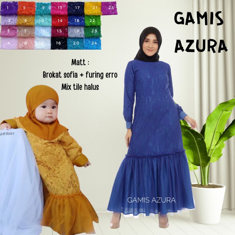 GAMIS AZURA TUTU ANAK SATUAN BISA COUPLE BUNDA IBU DEWASA BRUKAT TILE TULLE HALUS FULL FURING