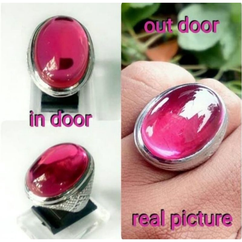 cincin batu permata merah rose