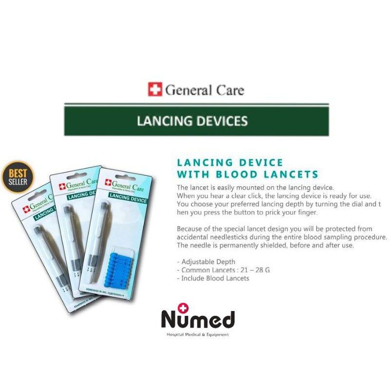 Lancing Device With Blood Lancet Original General Care / Pen Lancet / Lancing Pena Terapi Bekam