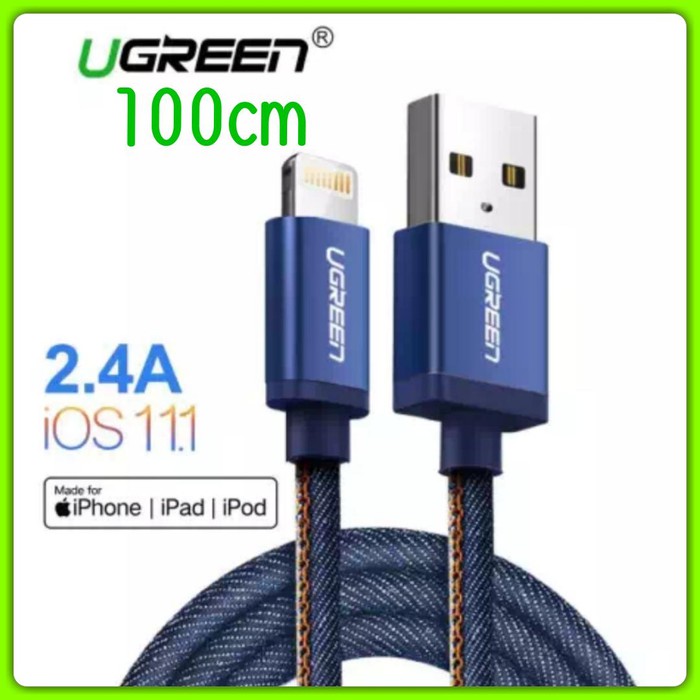 HOT AKSESORIS HP / UGREEN ORI  UGREEN DENIM KABEL CHARGER IPHONE 100 CM MFI KABEL LIGHTNING MFI