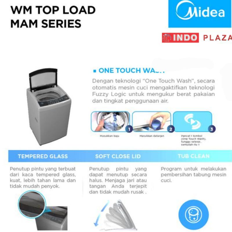 MESIN CUCI MIDEA MAM-9502-SK 1 Tabung 9.5 Kg