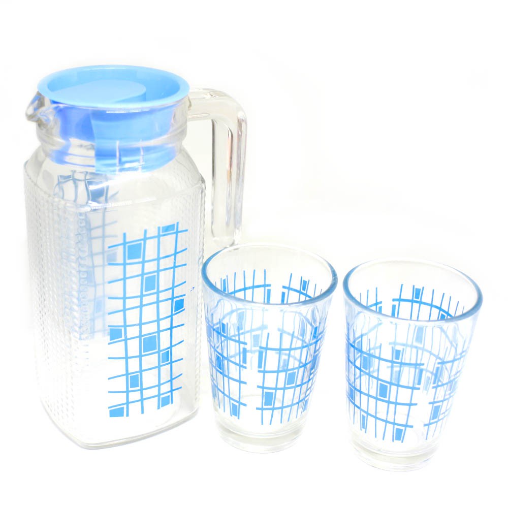 Pitcher Set teko gelas kaca isi 3 pcs - Random Warna 864-827