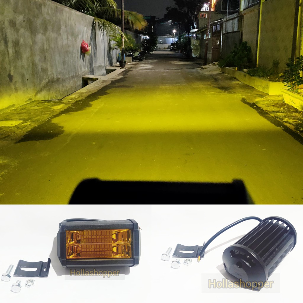 Lampu tembak sorot LED MYTH warna kuning BAR CREE CWL 24 mata 2 susun led motor mobil 12-80 VOLT