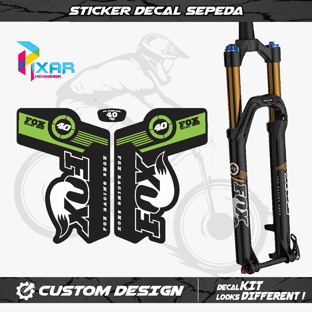 

STIKER DECAL SEPEDA STICKER MTB FORK FOX 34 2011 WARNA GREEN RED YELLOW STIKER ANTI GORES LEM KUAT