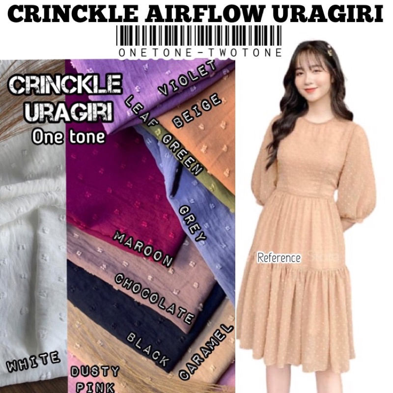 TERMURAH  Bahan Kain CRINKLE CEY Airflow URAGIRI Original | Uragiri One tone - Two tone