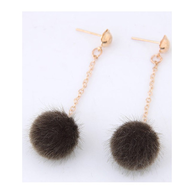 LRC Anting Tusuk Fashion Pure Color Decorated Pom A5082X