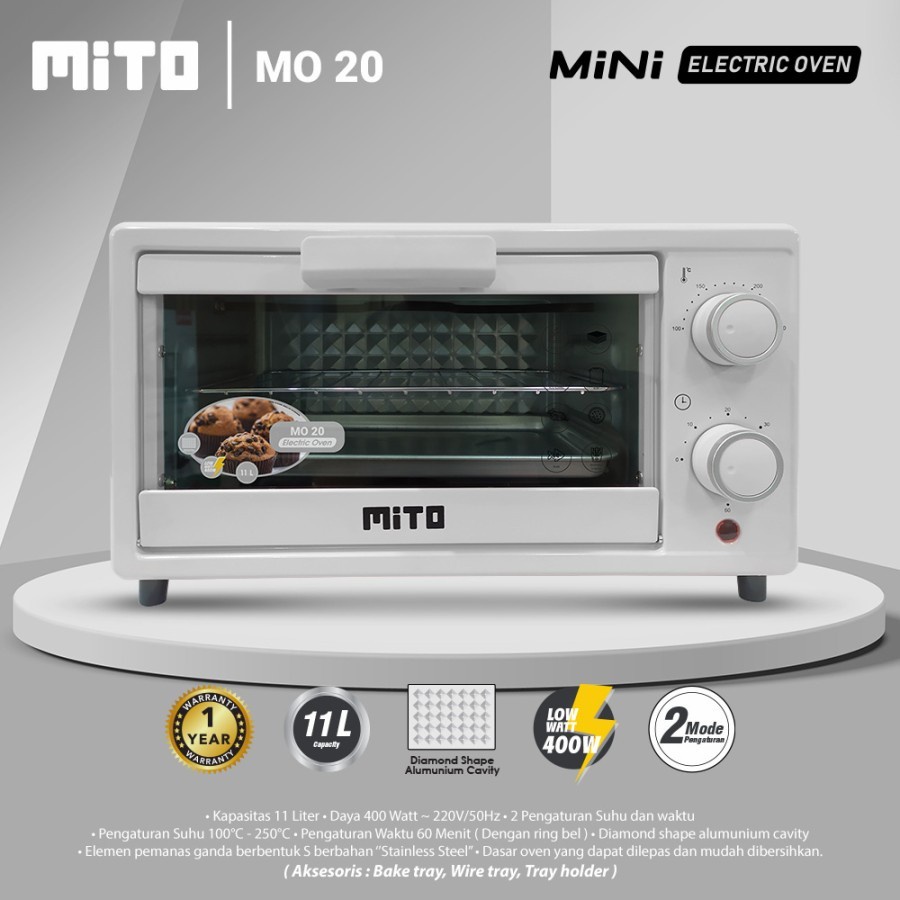 OVEN LISTRIK MITO MO20 KAPASITAS 11 LITER MINI OVEN