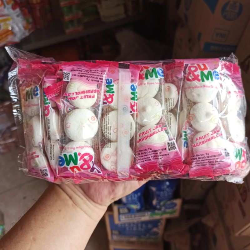 

Permen You & Me Fruit Jam Marshmallow Rasa Stroberi Strawbery 7g