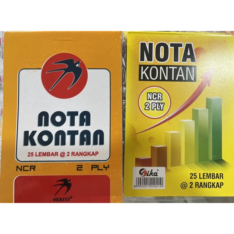 

Nota kontan seriti & sika NCR 2ply 25lembar 2 rangkap