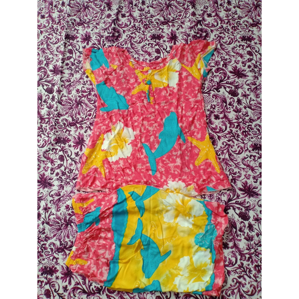 Setelan Baju Pantai Anak Perempuan Baju Pantai Anak Cewek Rayon 3-4 Th