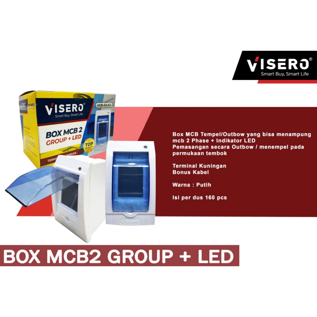 Box Mcb 2 Group + Tutup Visero / Fuse Box 2Grup + Cover Visero VCB02LED