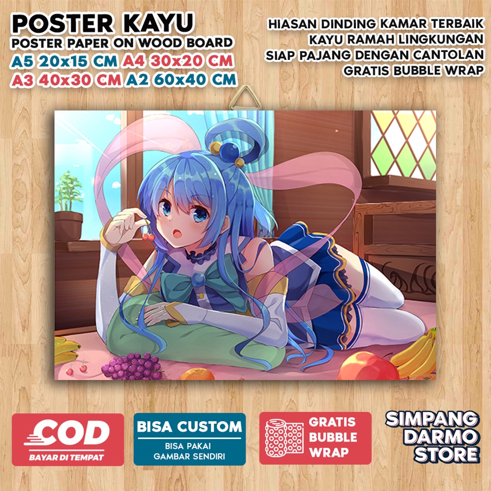 Jual Poster Kayu Konosuba Cute Aestehic Tema Anime Isekai Wibu Waifu