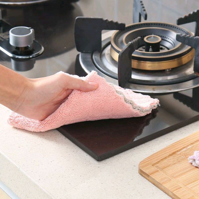 Kain Lap Dapur Microfiber Kain Lap Piring Anti Minyak Bahan Microfiber lap meja anti lengket