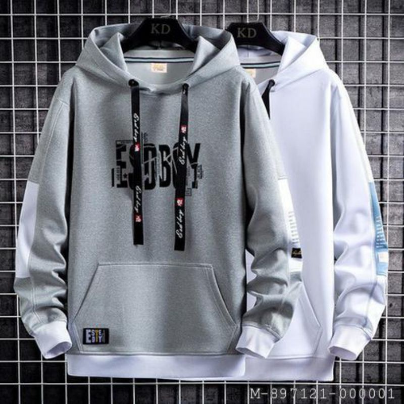 OUTERWEAR PRIA HOODIE ESOBOY VJAG-105Variasi：hitam, putih , abu, biru, marun