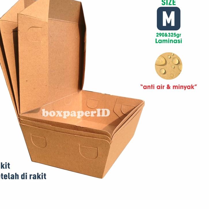 ◘ Paper Lunch Box Size M Paket Hemat 45pcs Craft Laminasi Kotak Nasi Goreng Ayam Geprek Dimsum Kebul