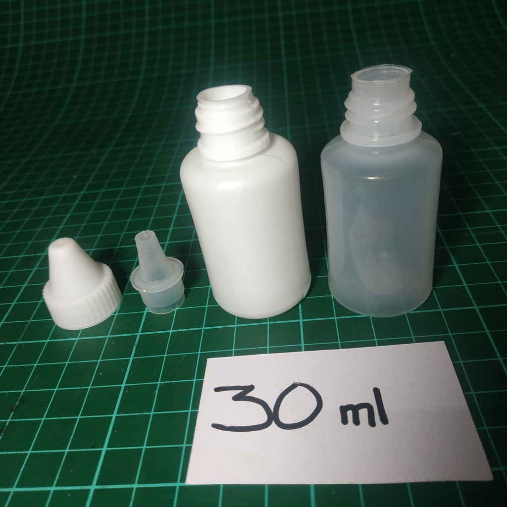 Harga Grosir CC botol tetes Plastik 30 ml - Lancip 30ml - natural bening putih susu