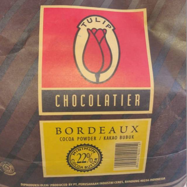 

COCOA POWDER TULIP REPACK PER100GR/COKLAT BUBUK BORDEAUX