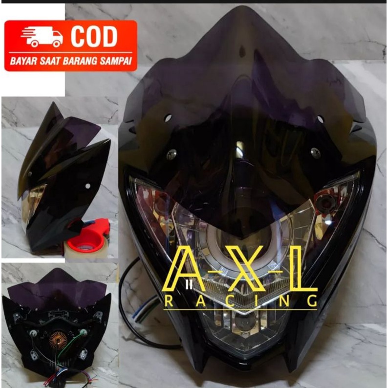 Batok Set Reflektor Lampu Depan Satria Fu Facelift Projie Visor Jambul