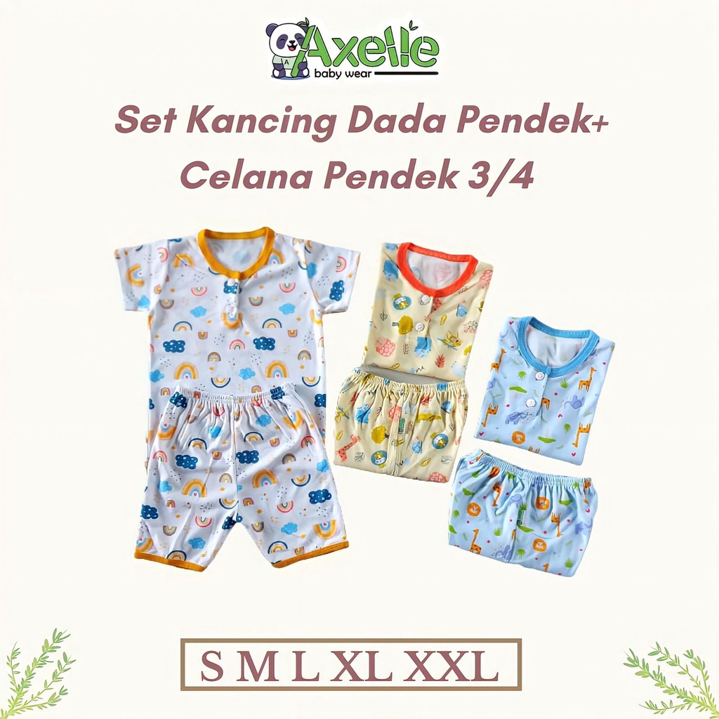 Setelan Pendek dan Kutung Bayi Halus Axelle S,M,L