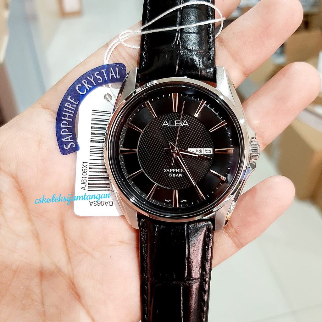 JAM TANGAN PRIA ALBA AJ6105X1 AJ6105 SAPPHIRE SILVER BLACK ORIGINAL