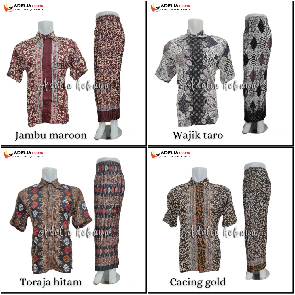 (COD) HAYO - HAYO/COUPLE KEMEJA BATIK DAN ROK PLISKET BATIK -  MOTIF TERLENGKAP - SET BATIK COUPLE MODERN