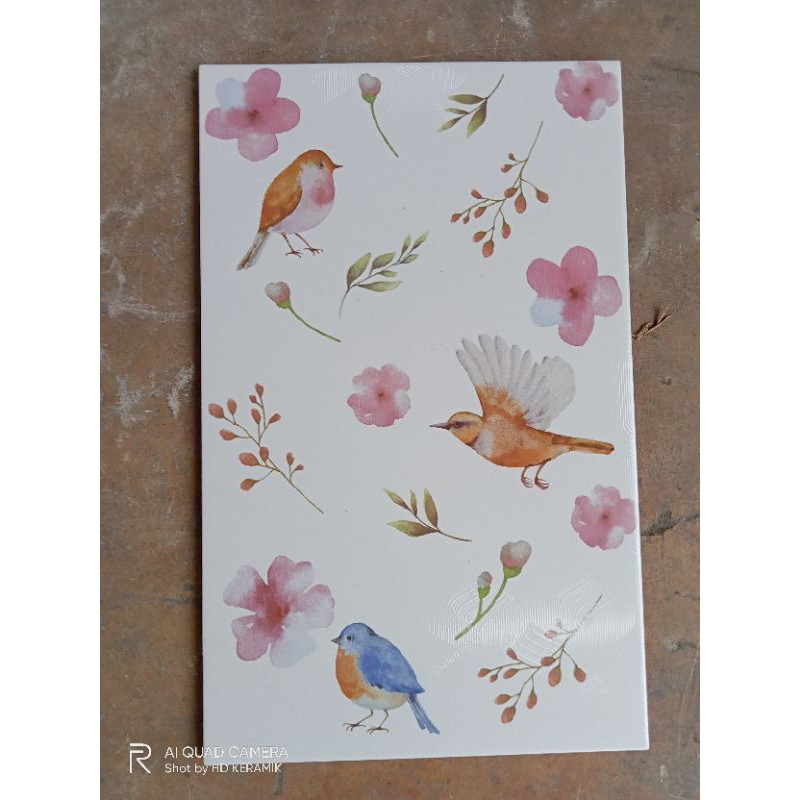 KERAMIK DINDING DAPUR KAMAR MANDI KIA PIKKY BIRD PINK 25X40 KW1