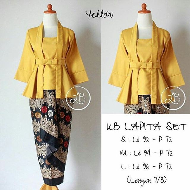 Kebaya Modern Setelan Kutubaru Yellow Dan Pilihan Warna Lain