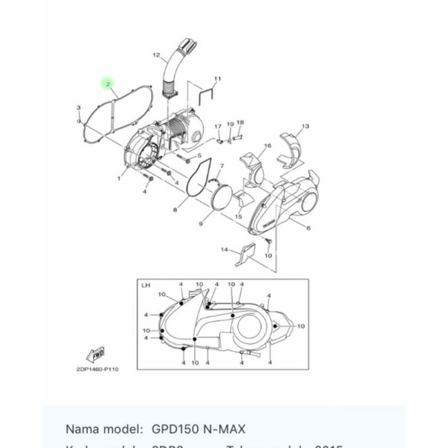 GASKET PAKING BAK BLOK CVT CRANKCASE NMAX ASLI ORI YAMAHA 2DP E5451 00