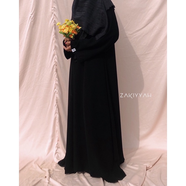 Basic Abaya Zakiyyah Black Jetblack Eksklusif