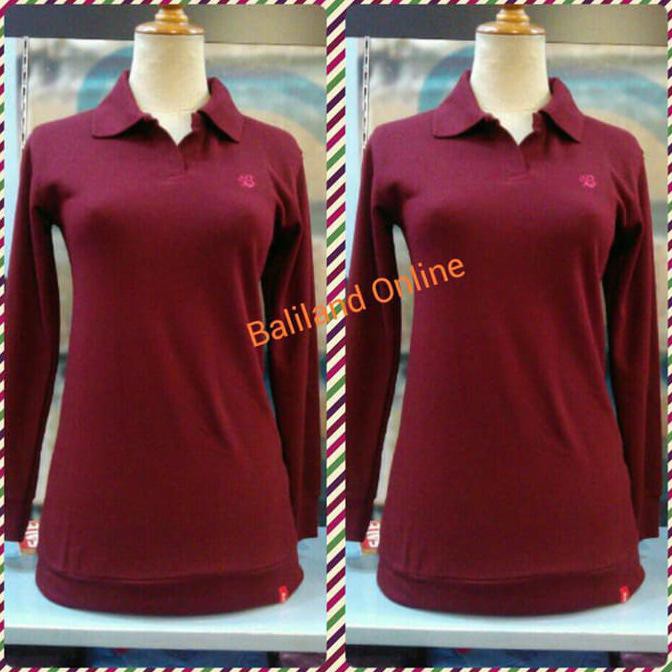 Kaos polo /shirt polo lengan panjang wanita bahan Lacoste Pique
